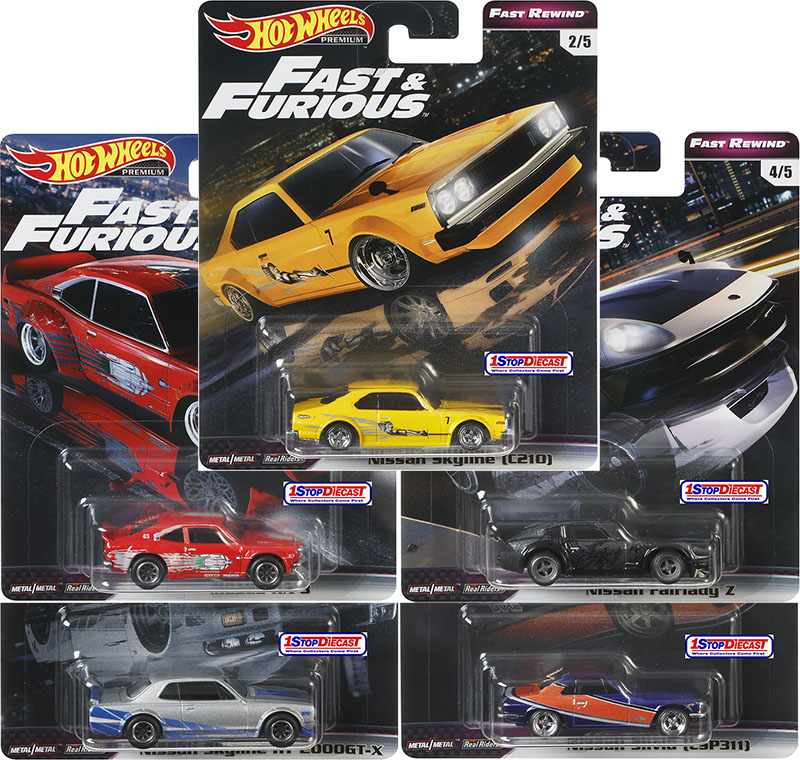 Fast /& Furious premium casi Rewind set 5 modelo 1:64 coches hot wheels gbw75