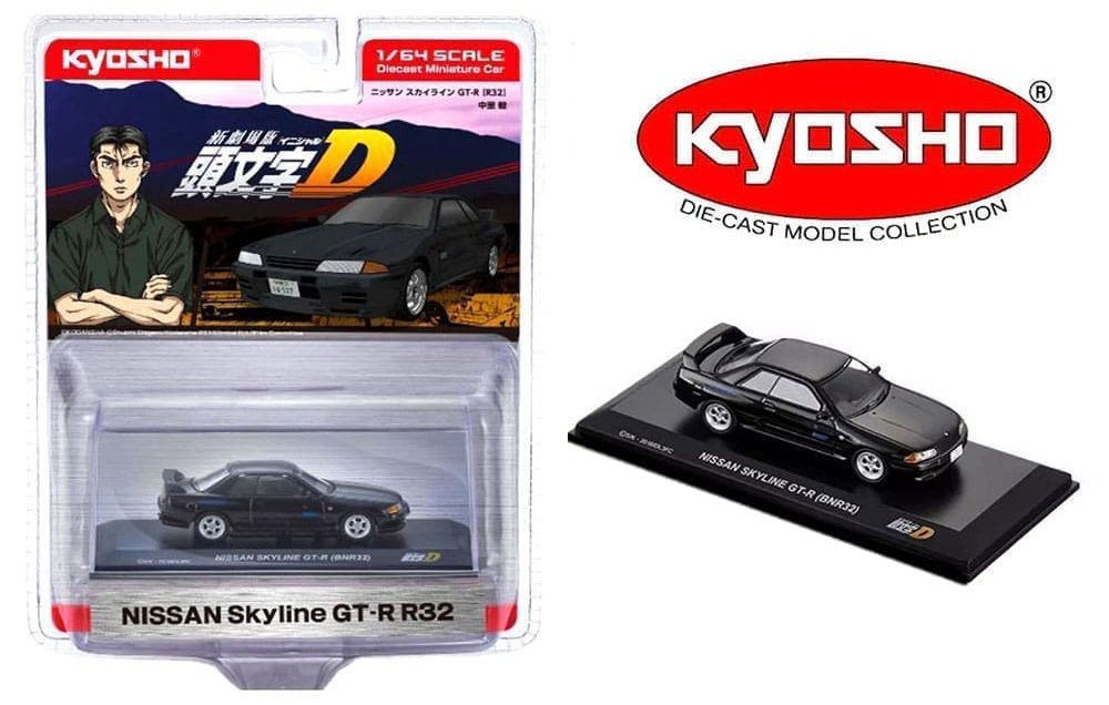 KYOSHO 1/64 INITIAL D NISSAN SKYLINE GT-R R32 BLACK  / *FREE USA SHIPPING