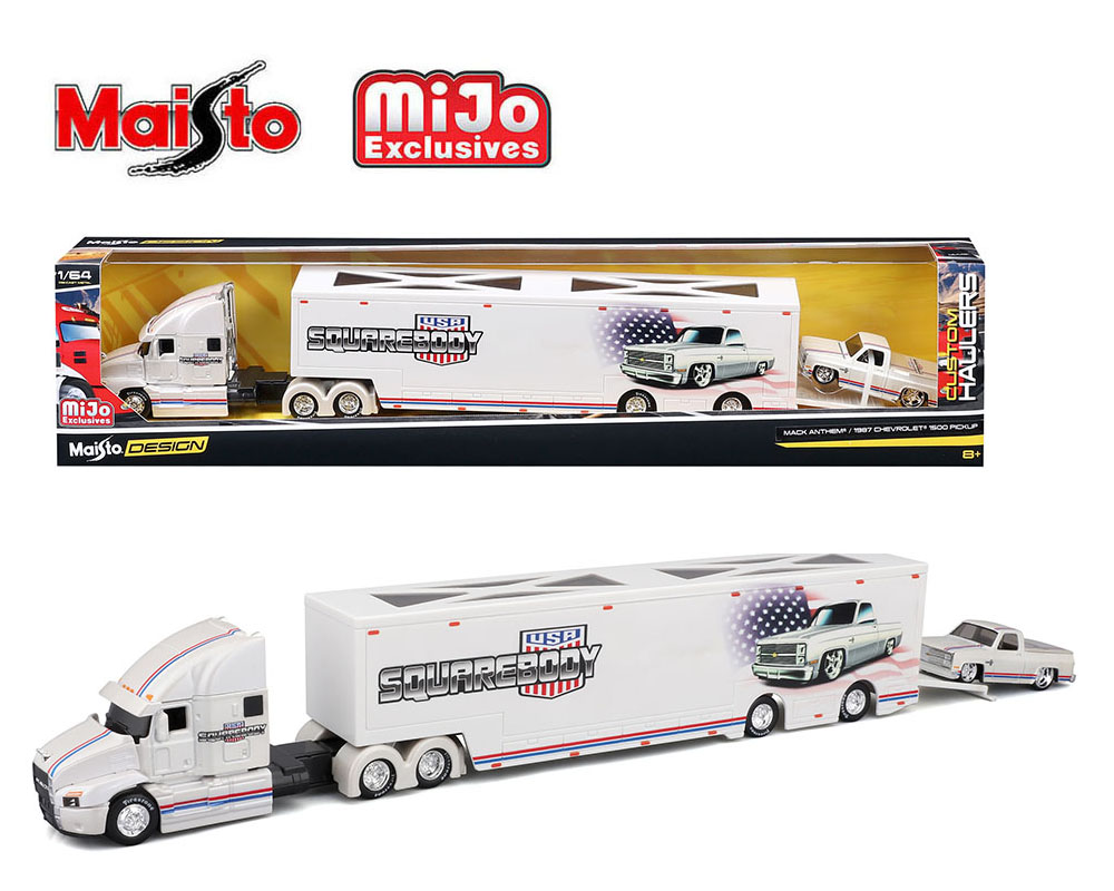 MAISTO 1/64 MACK ANTHEM AND 87 CHEVY 1500 SQUAREBODY - MIJO HOBBY EXCLUSIVE / FREE USA SHIPPING*