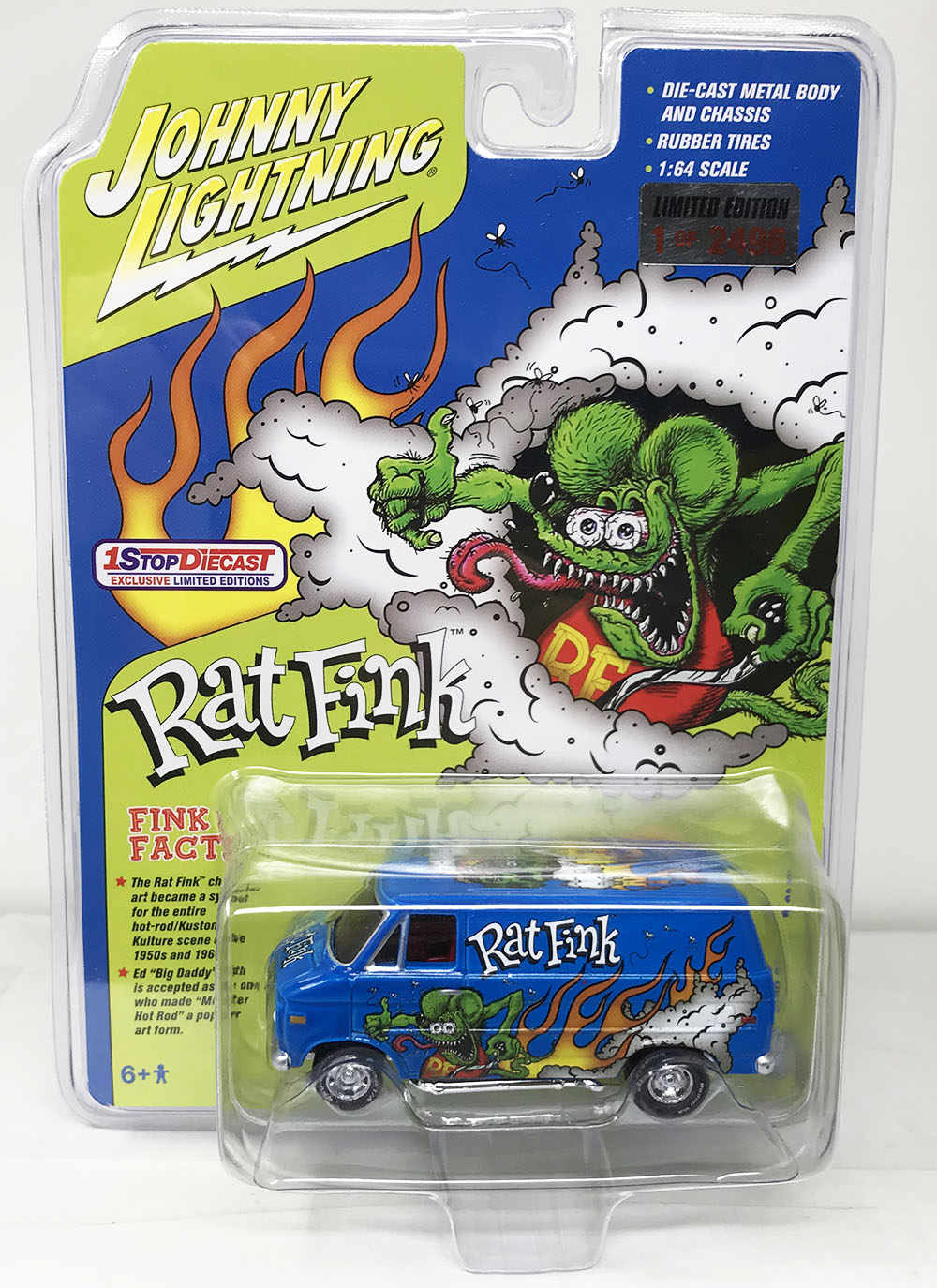 1 STOP LIMITEDS JOHNNY LIGHTNING RAT FINK BOOGIE VAN  / LIMITED TO 2496 / *FREE USA SHIPPING