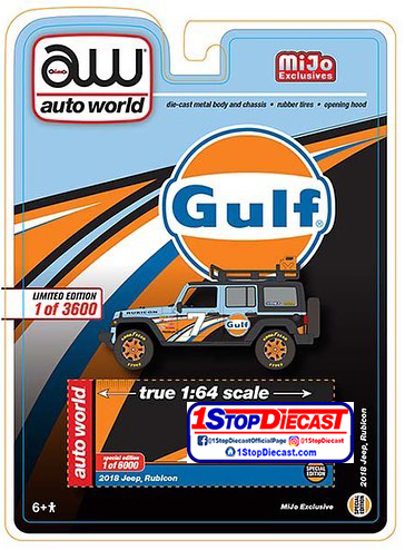 AUTO WORLD 1/64 MIJO 2018 JEEP RUBICON GULF LIVERY  / MIJO EXCLUSIVE / FREE USA SHIPPING*
