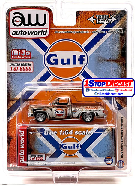 AUTOWORLD 1/64 MIJO 1978 CHEVROLET SILVERADO GULF PATINA / MIJO EXCLUSIVE / FREE USA SHIPPING*
