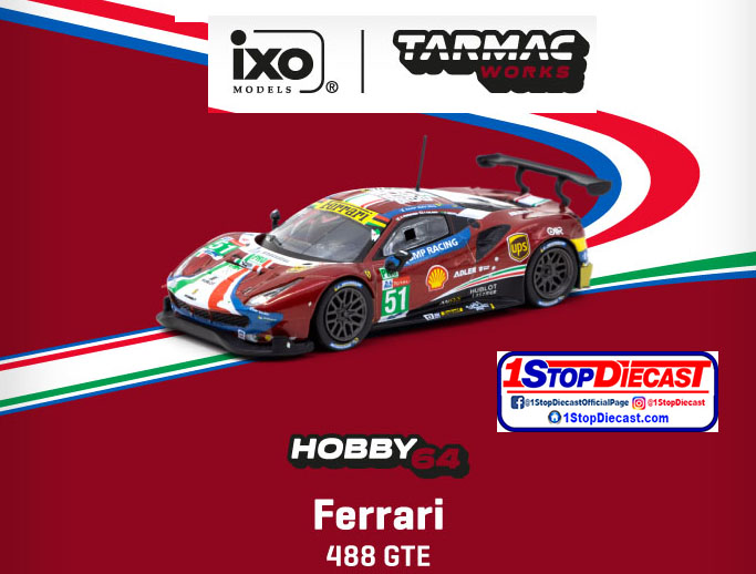 TARMAC WORKS IXO 1/64 FERRARI 488 GTE 24HR Le MANS 2019 Winner of LMGTE Pro #51 / *FREE USA SHIPPING