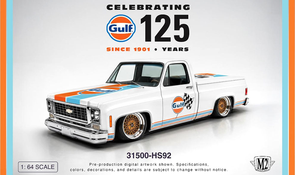 M2 MACHINES 1/64 1973 CHEVY CUSTOM DELUXE 10 GULF WHITE HOBBY EXCLUSIVE / FREE USA SHIPPING*
