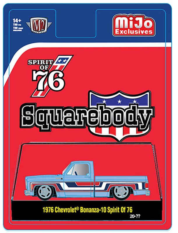 M2 MACHINES MIJO EXCLUSIVE 1976 CHEVY SILVERADO BONANZA 10 SPIRIT OF 76 BLUE / FREE USA SHIPPING*