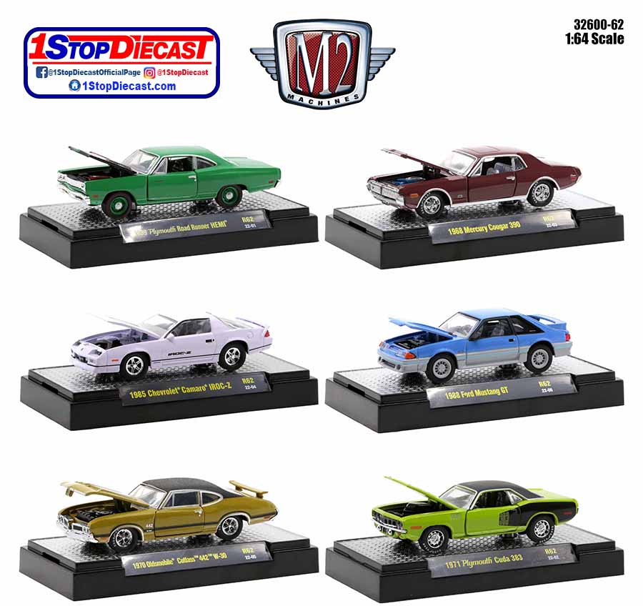 M2 MACHINES 1/64  DETROIT MUSCLE RELEASE 62 / SET OF 6 / FREE USA SHIPPING*