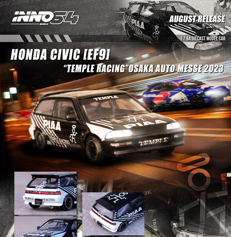 INNO64 1/64 HONDA CIVIC EF9 TEMPLE RACING OSAKA 2023 / *FREE USA SHIPPING*