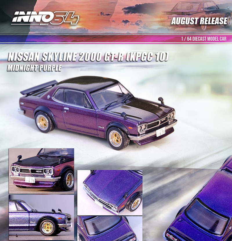 INNO64 1/64 NISSAN SKYLINE 2000 GT-R MIDNIGHT PURPLE II  / FEE USA SHIPPING*