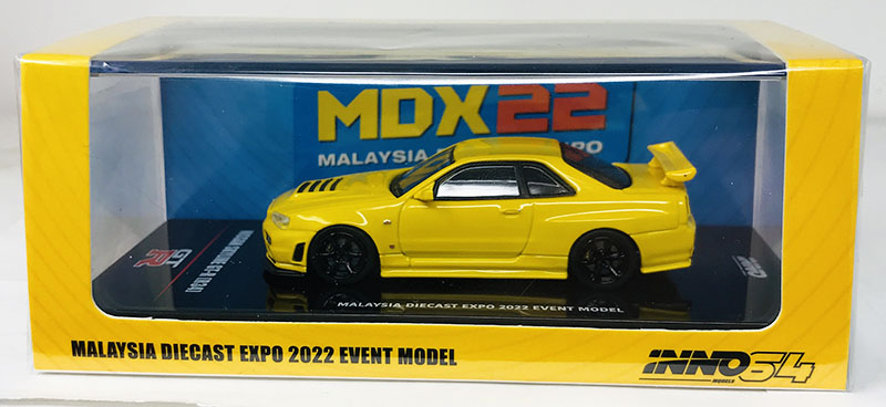 INNO64 1/64 NISSAN SKYLINE GT-R R34 MALAYSIA 22 EVENT MODEL YELLOW / *FREE USA SHIPPING