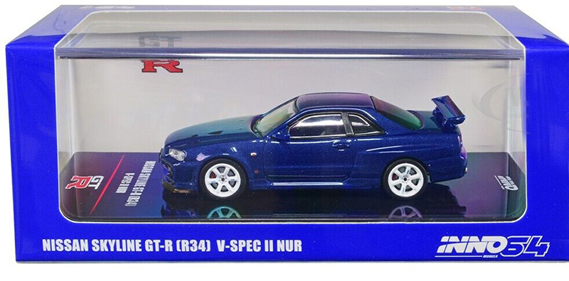 INNO64 1/64 NISSAN SKYLINE GT-R R34 V SPEC II N1 BLUE / *FREE USA SHIPPING*