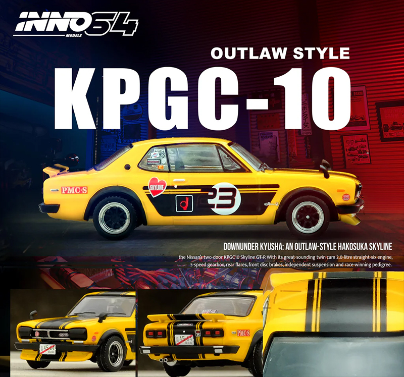 INNO64 1/64 NISSAN SKYLINE 2000 GT-R KPGC10 YELLOW / *FREE USA SHIPPING*