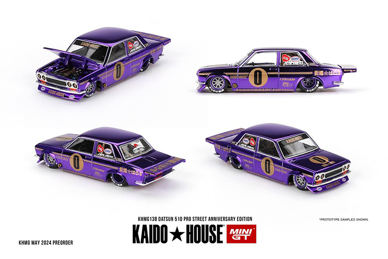 MINI GT 1/64 KAIDO HOUSE DATSUN 510 PRO STREET ANNIVERSARY EDITION CHROME PURPLE/ *FREE USA SHIPPING