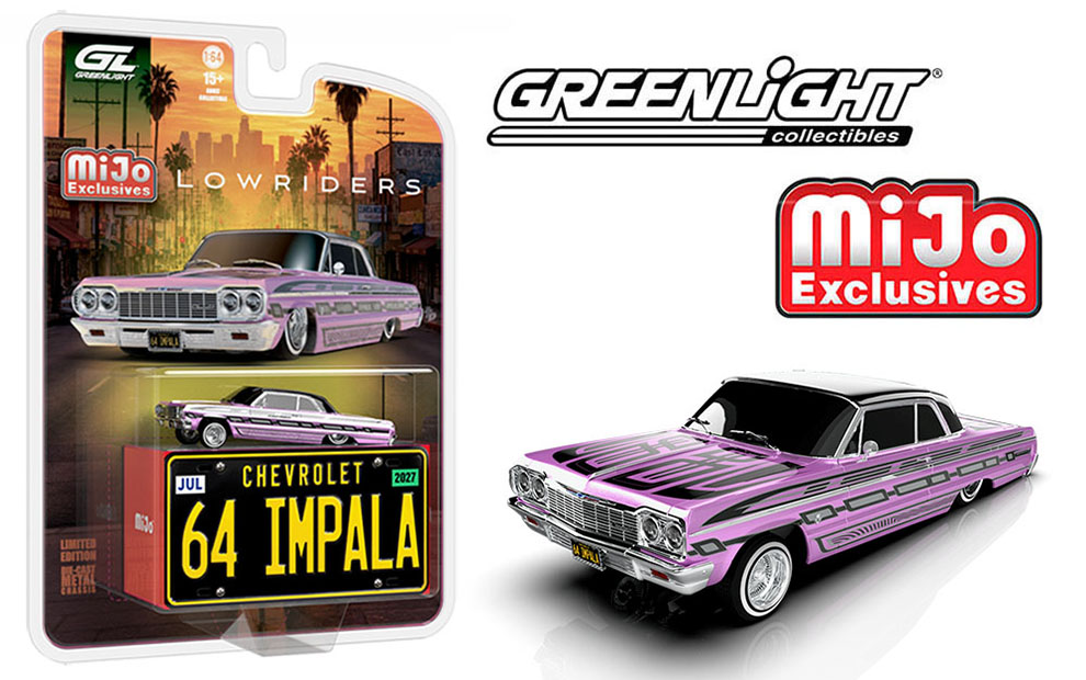 GREENLIGHT 1/64 LOWRIDERS MIJO 1964 CHEVY IMPLALA HARDTOP SS PINK / FREE USA SHIPPING*