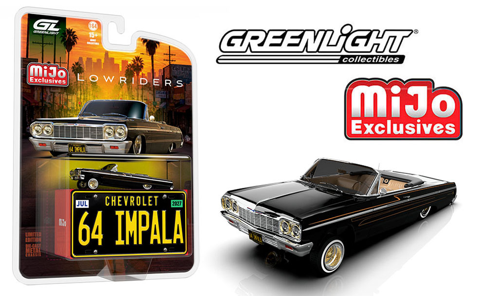 GREENLIGHT 1/64 LOWRIDERS MIJO 1964 CHEVY IMPLALA VERT SS BLACK / FREE USA SHIPPING*