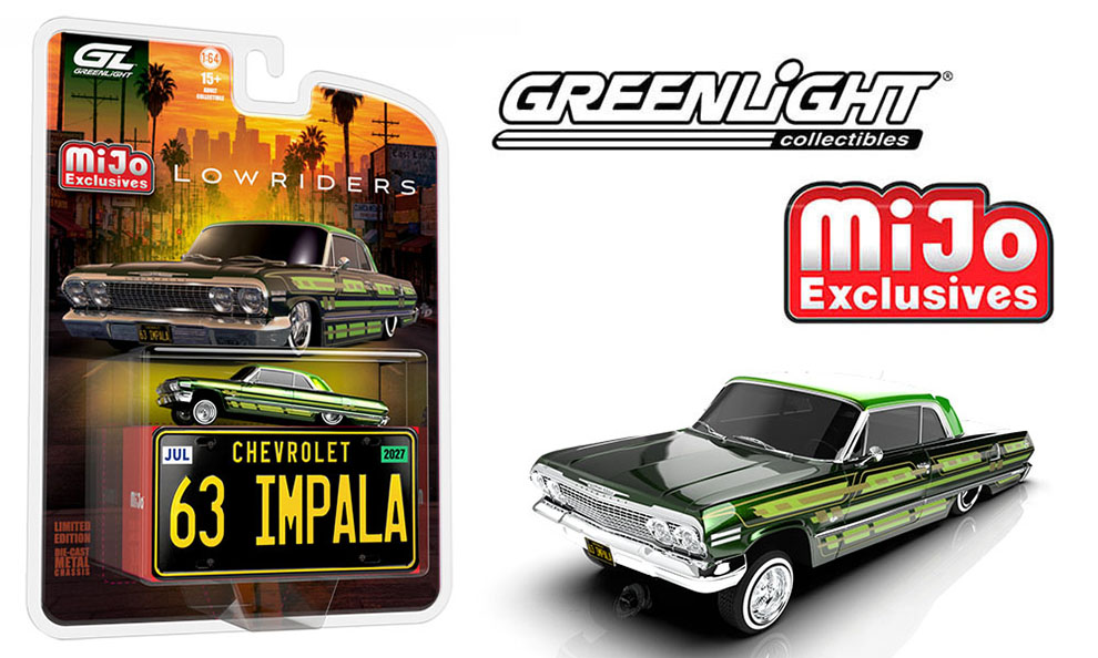 GREENLIGHT 1/64 LOWRIDERS MIJO 1963 CHEVY IMPLALA HARDTOP SS DARK GREEN / FREE USA SHIPPING*
