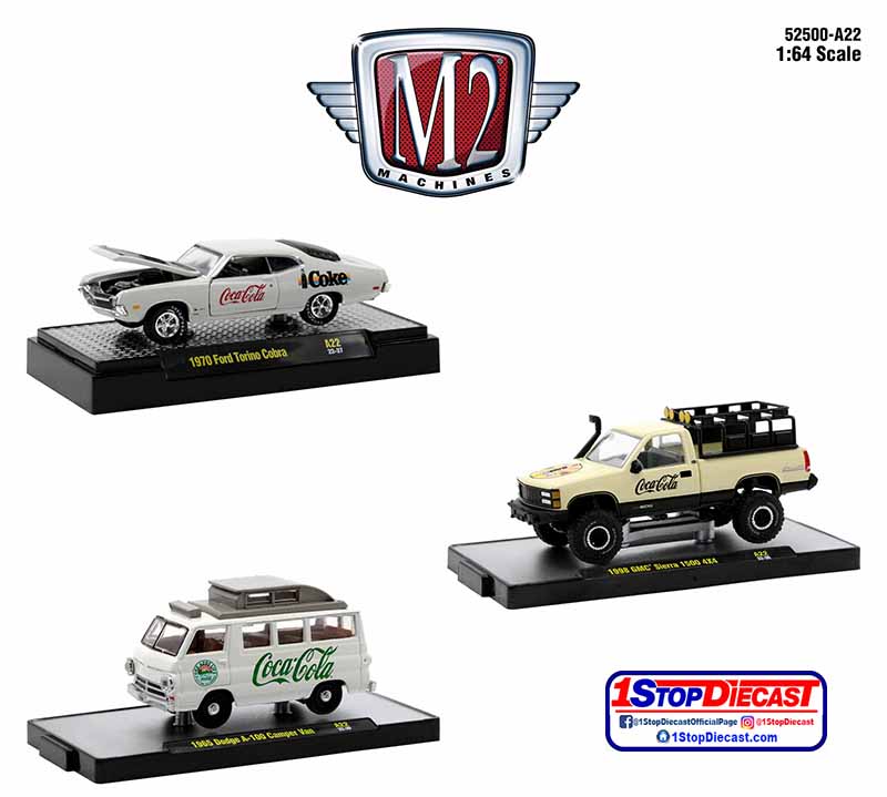 M2 MACHINES 1/64th COCA COLA RELEASE A22 / 3 CAR SET / FREE USA SHIPPING*