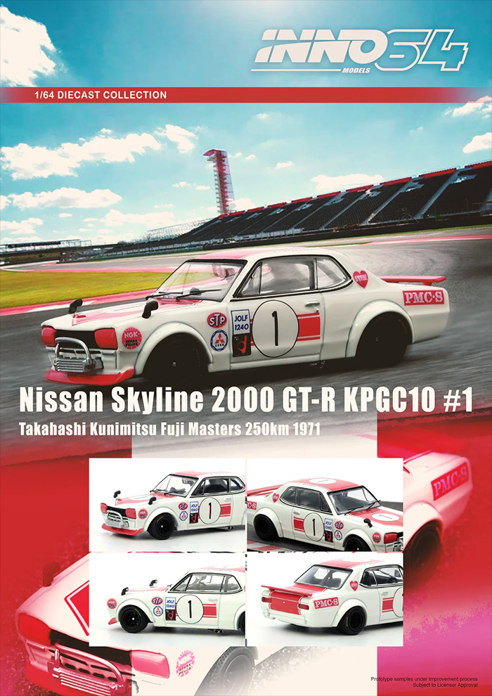 INNO64 1/64 NISSAN SKYLINE 2000 GT-R FUJI MASTERS 1971  / FEE USA SHIPPING*