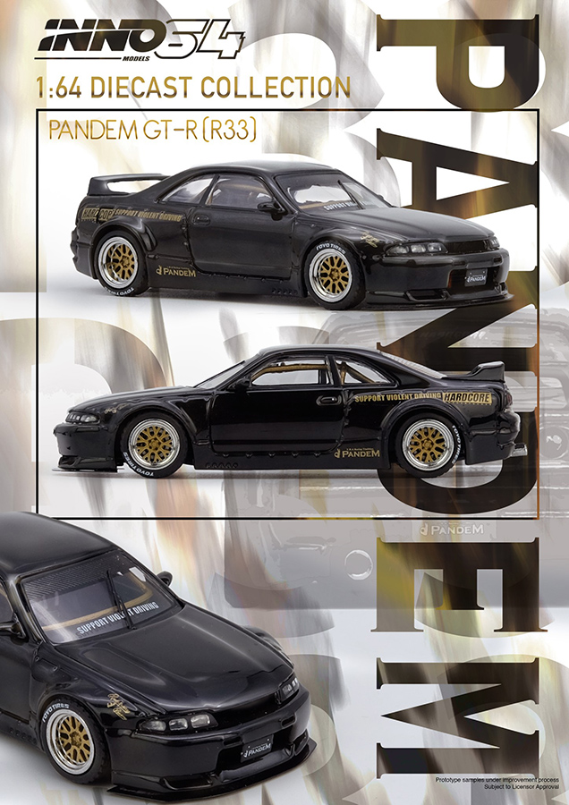 INNO64 1/64 PANDEM NISSAN SKYLINE GT-R R33 BLACK / *FREE USA SHIPPING