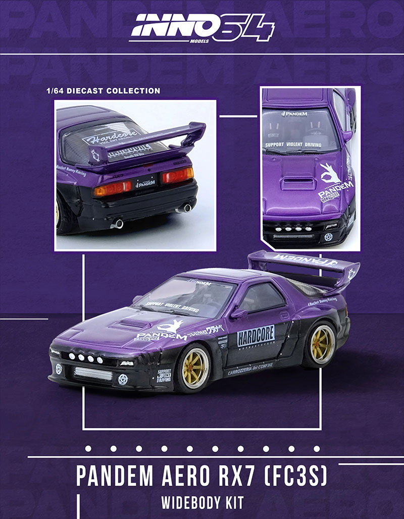 INNO64 1/64 MAZDA RX7 FC35 PANDEM ROCKET BUNNY PURPLE / *FREE USA SHIPPING