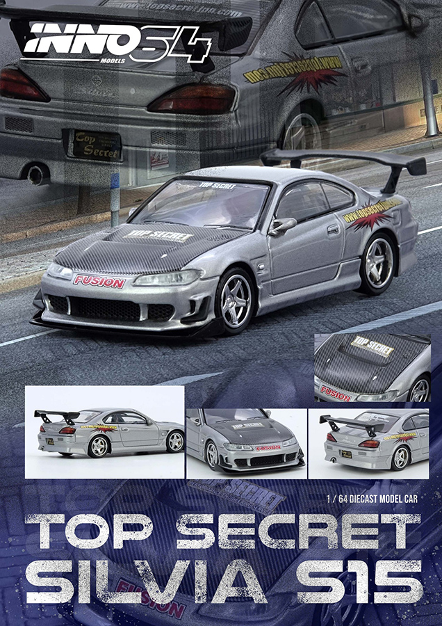 INNO64 1/64 TOP SECRET SILVIA S15 SILVER / *FREE USA SHIPPING