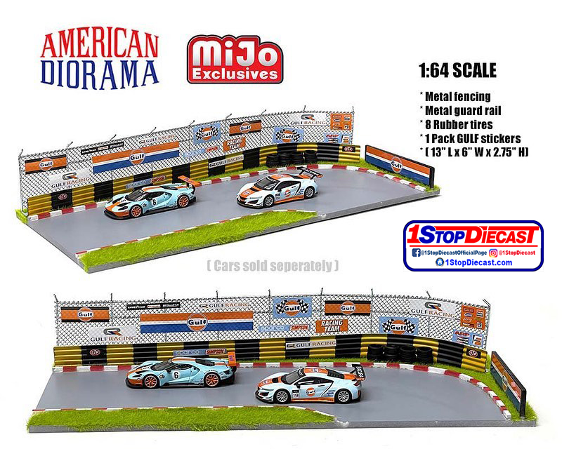 AMERICAN DIORAMA 1/64 MIJO RACETRACK GULF RACING   / MIJO EXCLUSIVE / FREE USA SHIPPING*