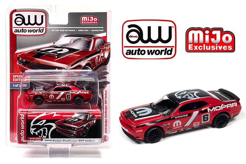 AUTO WORLD 1/64 MIJO 2019 DODGE CHALLENGER HELLCAT MOPAR RED / MIJO EXCLUSIVE / FREE USA SHIPPING*