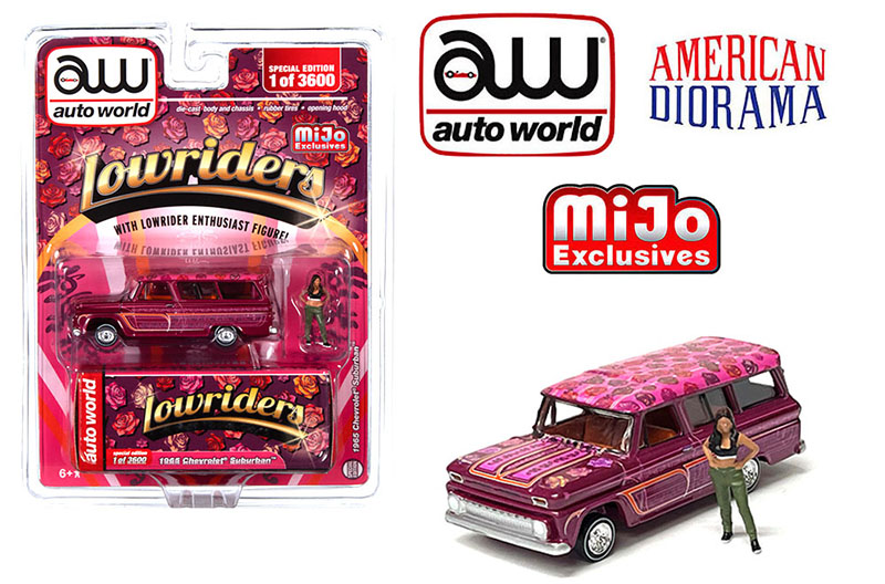 AUTO WORLD 1/64 MIJO 2057 SUBURBAN LOWRIDER WITH FIGURE / MIJO EXCLUSIVE / FREE USA SHIPPING*