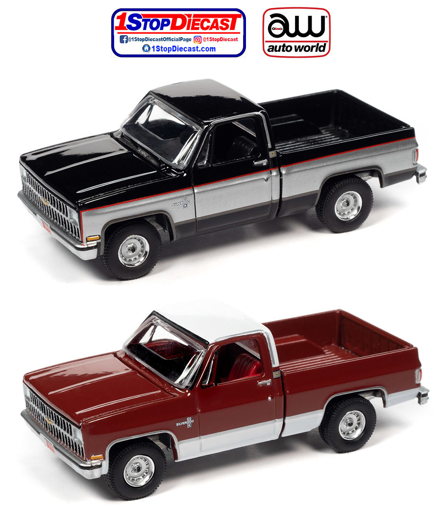 AUTOWORLD 1/64 2021 PREMIUM RELEASE 1 1981 CHEVY SILVERADO / SET OF 2 CARS / FREE USA SHIPPING
