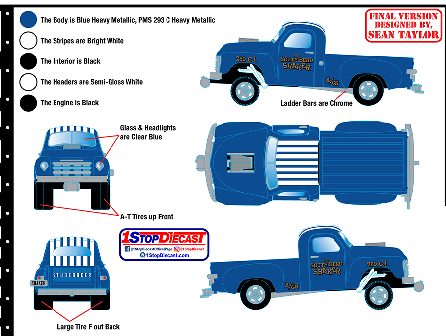 M2 MACHINES 1/64 HOBBY EXCLUSIVE GASSER 1950 STUDEBAKER 2R TRUCK THE SOUTH BEND SHAKER  / LIMITED EDITION / FREE SHIPPIN