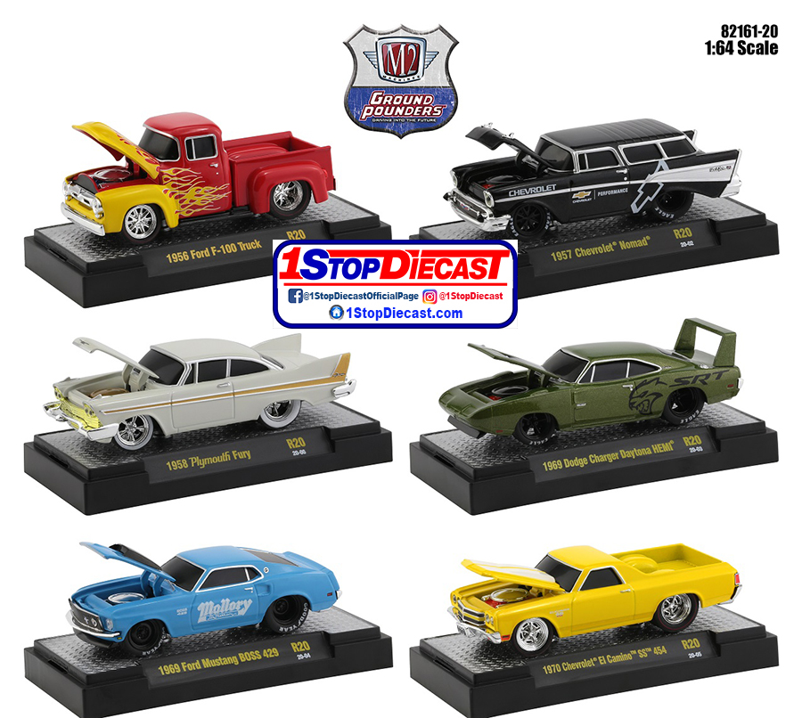 M2 MACHINES 1/64 2020 GROUND POUNDERS RELEASE 20  / 6 CAR SET / FREE SHIPPING IN US*