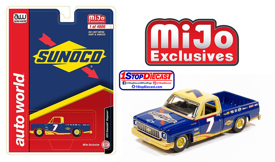 AUTO WORLD 1/64 1973 CHEVY CHEYENNE SUNOCO RACING #7  LIMITED TO 4800 / MIJO EXCLUSIVE / FREE SHIPPING*