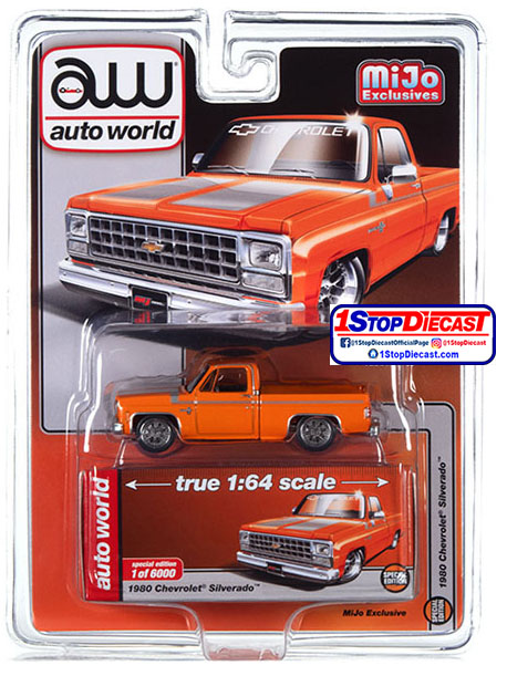 AUTOWORLD 1/64 MIJO 1980 CHEVROLET SILVERADO CUSTOM ORANGE  / MIJO EXCLUSIVE / FREE USA SHIPPING*