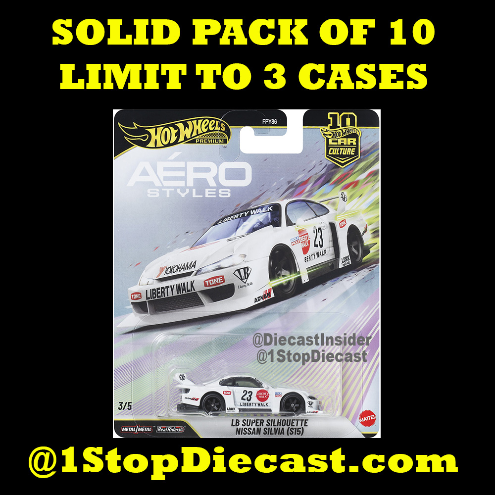 HOT WHEELS CAR CULTURE LIBERTY WALK SILVIA S15 SOLID PACK OF 10  - LIMIT TO 3 CASES/ *FREE USA SHIPPING