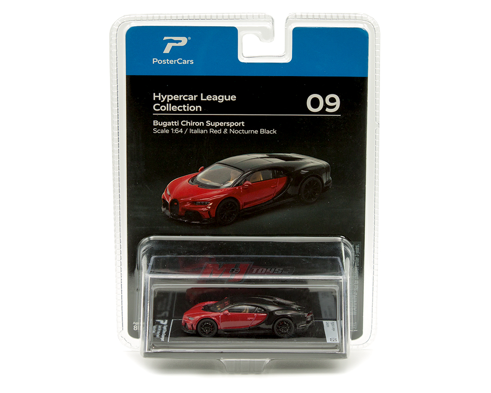 POSTERCARS 1/64 BUGATTI CHIRON SUPERSPORT RED / BLACK / *FREE SHIPPING