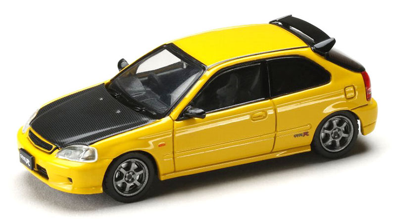 HOBBY JAPAN 1/64 HONDA CIVIC TYPE-R EK9 JDM SUNSET YELLOW CARBON HOOD / *FREE SHIPPING