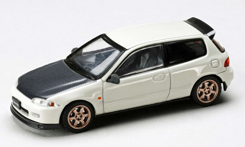 HOBBY JAPAN 1/64 HONDA CIVIC EG6 JDM FROST WHITE CARBON HOOD / *FREE SHIPPING