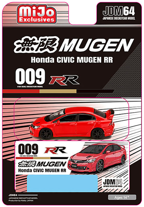 HOBBY JAPAN 1/64 HONDA MUGEN CIVIC RR FD2 RED / MIJO EXCLUSIVE / *FREE USA SHIPPING