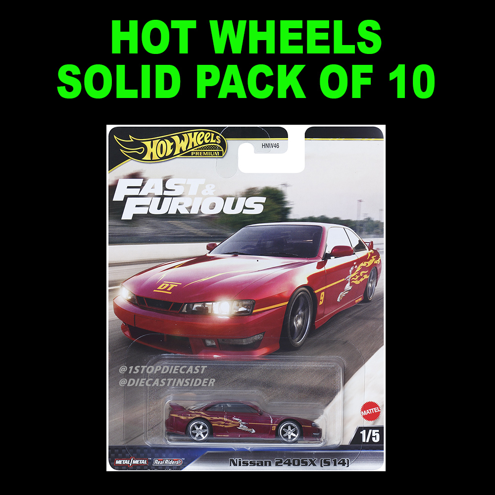 HOT WHEELS FAST & FURIOUS NISSAN 240SX S14 SOLID PACK OF 10 CARS / *FREE USA SHIPPING
