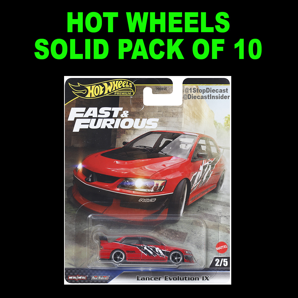 HOT WHEELS FAST & FURIOUS 2003 MITSUBISHI LANCER EVO SOLID PACK OF 10 CARS / *FREE USA SHIPPING
