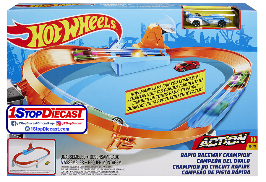 HOT WHEELS ACTION RAPID RACEWAY CHAMPION TRACKSET  / CASE OF 3 / FREE USA SHIPPING*