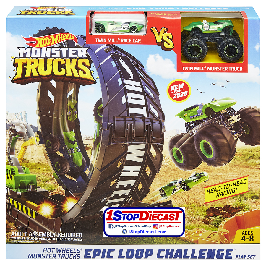 HOT WHEELS MONSTER TRUCKS EPIC LOOP CHALLENGE SET  / CASE OF 4 / FREE USA SHIPPING*
