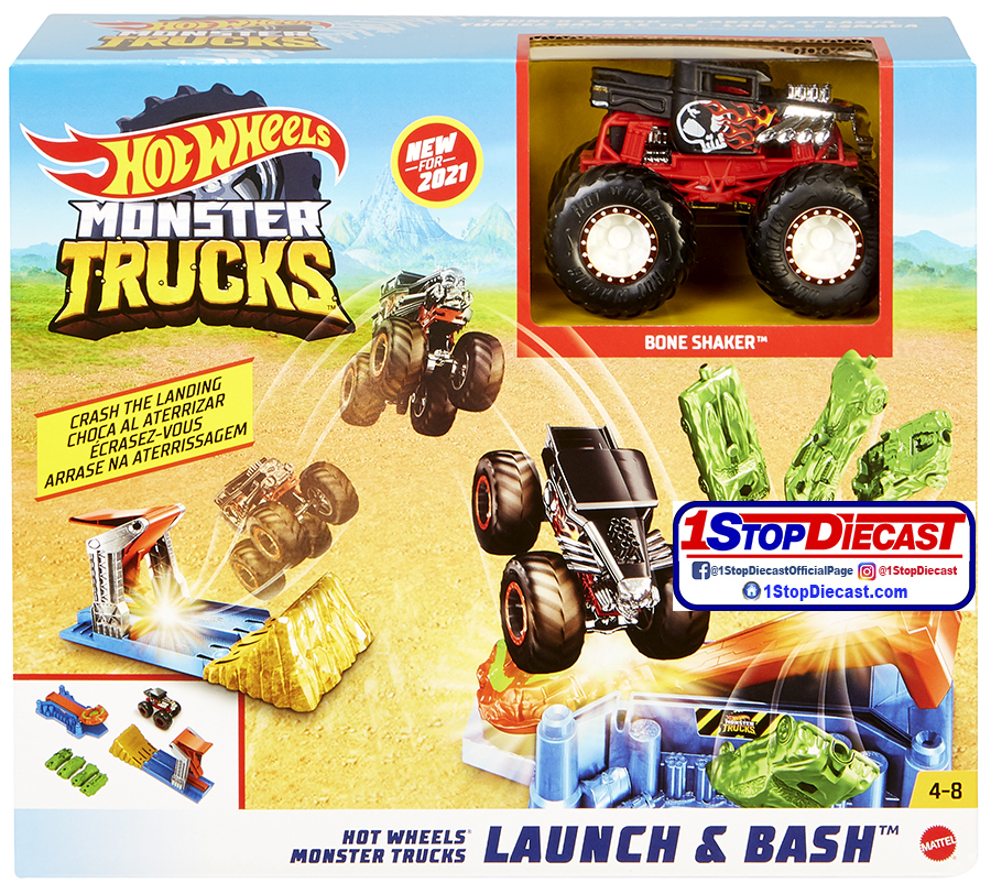 HOT WHEELS MONSTER TRUCKLAUNCH 'N BASH PLAY SET  / *FREE USA SHIPPING