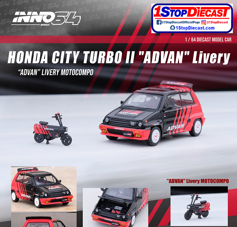 INNO64 1/64 HONDA CITY TURBO II ADVAN LIVERY WITH ADVAN MOTOCOMPO / *FREE USA SHIPPING