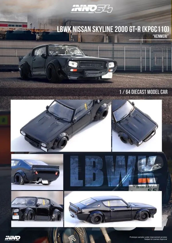 INNO64 1/64 NISSAN SKYLINE 2000 GT-R KPGC110 BLACK / *FREE USA SHIPPING*