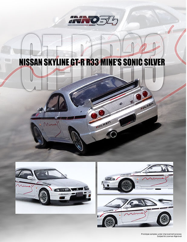 INNO64 1/64 NISSAN SKYLINE GR-R R33 MINES SILVER / *FREE USA SHIPPING
