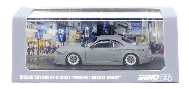 INNO64 1/64 NISSAN SKYLINE GT-R R33  PANDEM / ROCKET BUNNY CEMENT GRAY MATTE  / *FREE USA SHIPPING