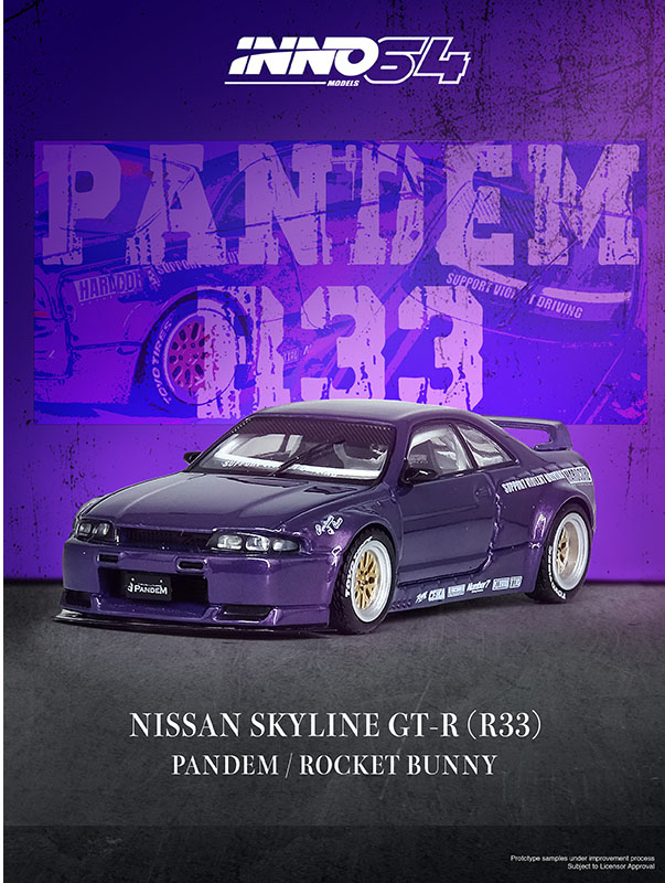 INNO64 1/64 NISSAN SKYLINE GT-R (R33) PANDEM ROCKET BUNNY PURPLE / *FREE USA SHIPPING