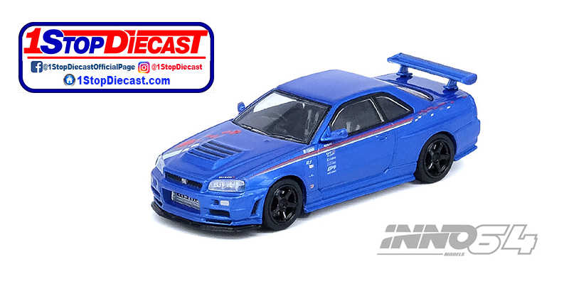 INNO64 1/64 NISSAN SKYLINE GT-R R34 R-TUNE BAYSIDE BLUE / *FREE USA SHIPPING