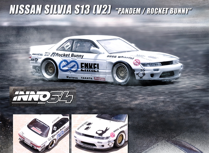 INNO64 1/64 NISSAN SILVIA S13 V2 PANDEM WHITE  / FEE USA SHIPPING*