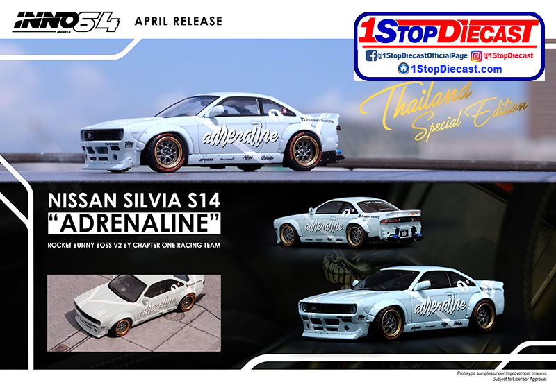 INNO64 1/64 NISSAN SILVIA S14 ADRENALINE ROCKET BUNNY THAILAND SPECIAL EDITION  / *FREE USA SHIPPING